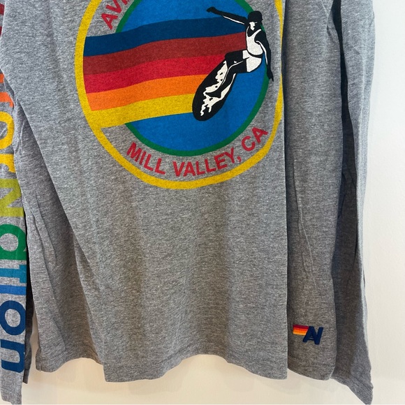 NWT Aviator Nation Logo Mill Valley Long Sleeve Shirt in Heather Grey , NEW - Picture 7 of 11